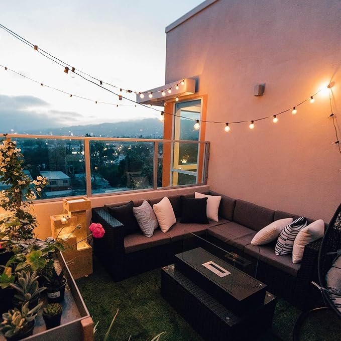 Brightown Led String Lights Outdoor 50Feet G40 Patio Lights with 52 Led Shatterproof Bulbs(2 Spare), Waterproof Led Globe Hanging Lights for Backyard Porch Bistro Balcony Decor, E12 Socket, 2200K