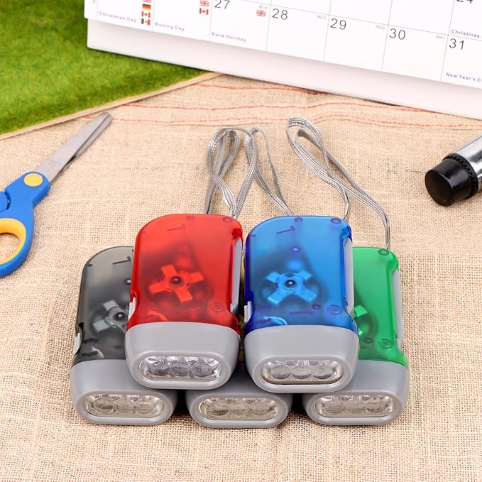 Droutti 60 Pcs Hand Crank Flashlight Handpress Flashlights 3 LED Powerful Emergency Safety Tool Manual Powered Light No Battery Required Torch for Camping Hiking Outdoor Sports