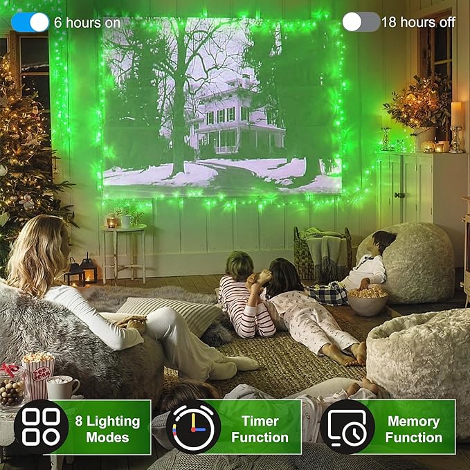 300LED 100FT Christmas String Lights, 8 Modes Fairy Lights Connectable, Indoor Outdoor LED String Lights with Timer & Memory for Christmas Tree Bedroom Yard Door Wedding Xmas Classroom Decor (Green)