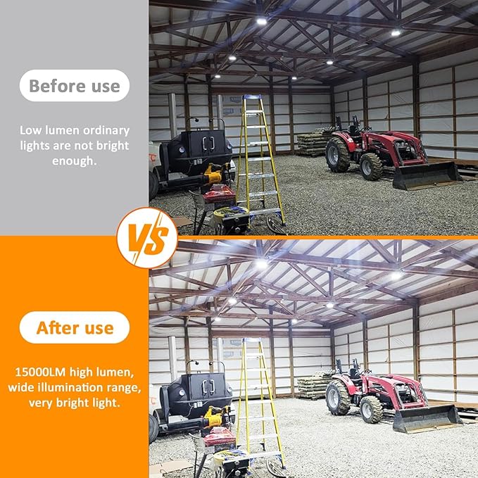 100ft LED Construction String Lights, 150W 15000LM Waterproof IP67 Led String Work Lights, Construction Temporary Lights (100ft-10lights).