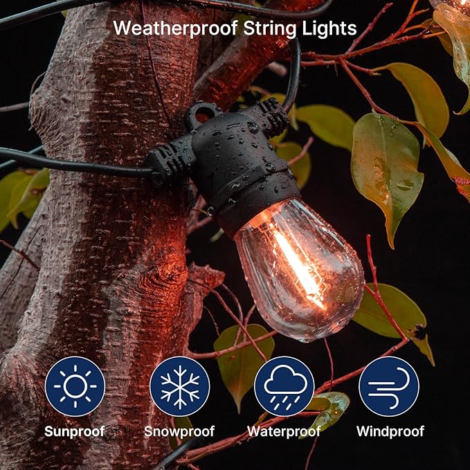 FLSNT 24-Pack S14 Colored LED String Light Bulbs, 1W Waterproof Outdoor Indoor Replacement Bulbs, E26 Base, CRI80, Red/Green/Blue/Warm White