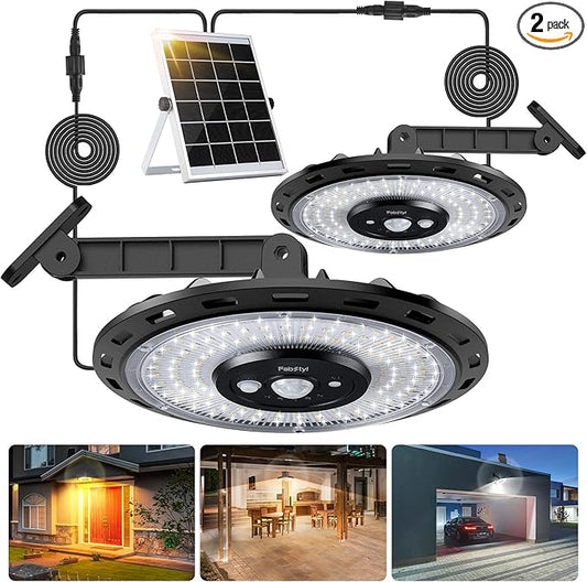Dual Head Solar Light Indoor Outdoor, 3000LM Solar Shed Lights Daytime Available with 3 Color Temperature, Solar Powered Motion Sensor Dimmable Remote for Barn Patio Chicken Coop Gazebo Garage