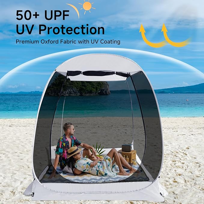 LEEDOR Pop Up Screen House, 6-10-15 Person Outdoor Screen Tent，Camping Screen Room with Carry Bag, Screened Gazebo with Mosquito Netting, Instant UV Resistant Sun Shelter for Garden, Patio, Backyard