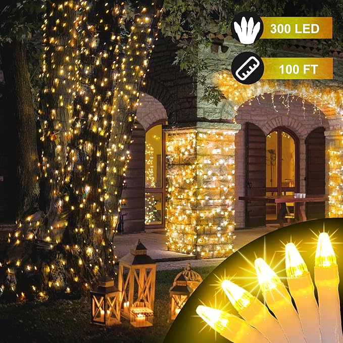 300LED 100FT Christmas String Lights, 8 Modes Fairy Lights Connectable, Indoor Outdoor String Lights with Timer & Memory for Christmas Tree Bedroom Yard Door Wedding Xmas Classroom Decor Warm White