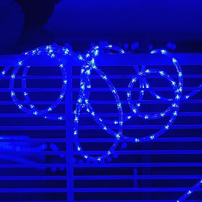 Waterproof LED Rope Lights, Connectable & Flexible with 8 Modes, Outdoor Lighting for Deck, Garden, Pool, Patio & Christmas Decor (Blue, 20ft)