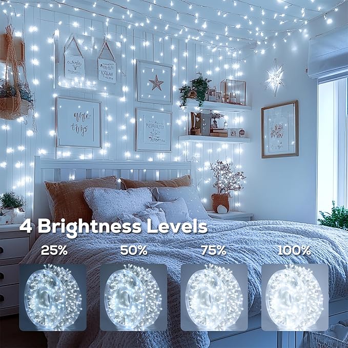 246FT 600 LED Christmas Lights Outdoor Indoor Waterproof 8 Modes String Lights for Outside Cool White Christmas Tree Lights Plug in for Outside Bedroom Wedding Party Holiday Decorations