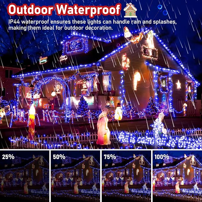 XURISEN Upgraded 403FT 1000 LED Christmas Lights Outdoor, Super Long String Lights 8 Modes & Memory Timer Plug in Fairy Lights for Home Xmas Tree Party Wedding Decor -Blue