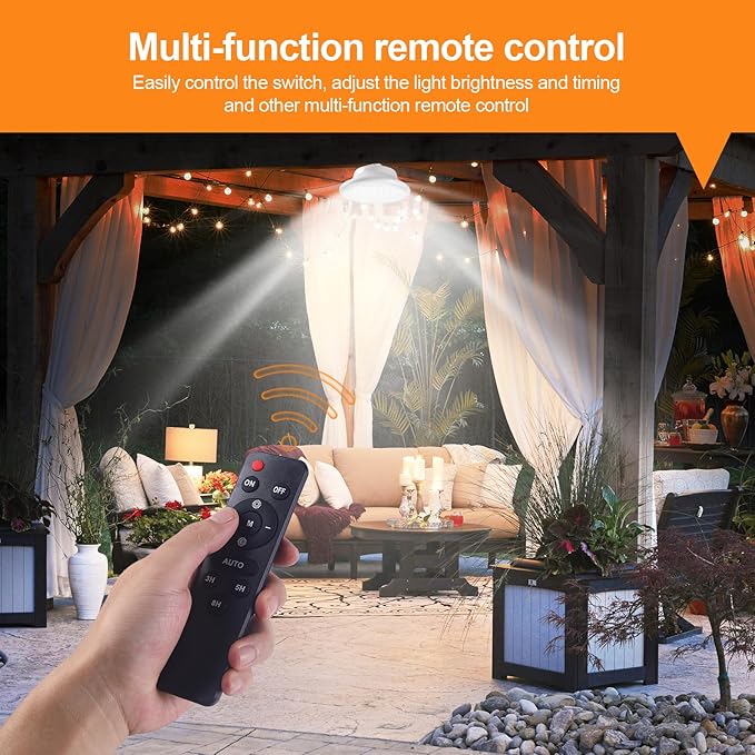Solar Pendant Light Shed Light Lighting Day and Night Auto Dusk to Dawn Solar Light Indoor and Outdoor with Remote Controlfor for Barn, Patio, Garden, Yard, Gazebo,Chicken Coop, Tent (2 Lights)