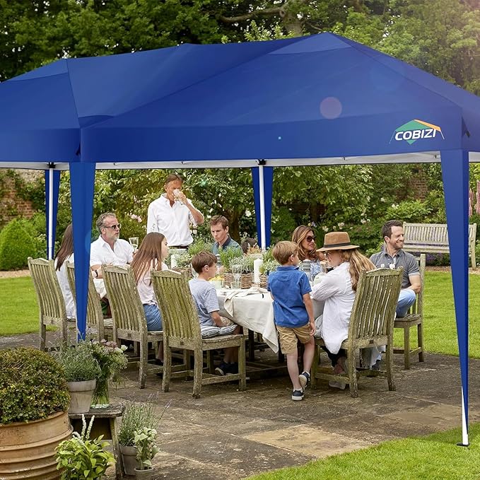 COBIZI 10x20 Pop Up Canopy Tent 10x20ft Waterproof Party Easy Up Canopy Tents for Parties Wedding Outdoor Commercial Event Gazebo Portable Instant Tent for Backyard Camping Carport, Navy Blue