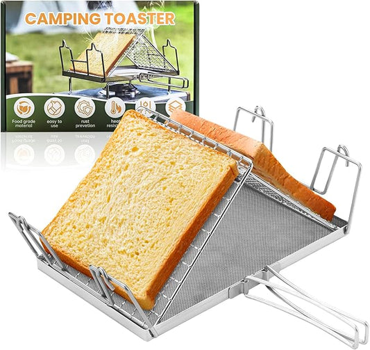 Stainless Steel Foldable Portable Camping Stovetop Toaster - Perfect for Hiking, Picnic and Outdoor Use