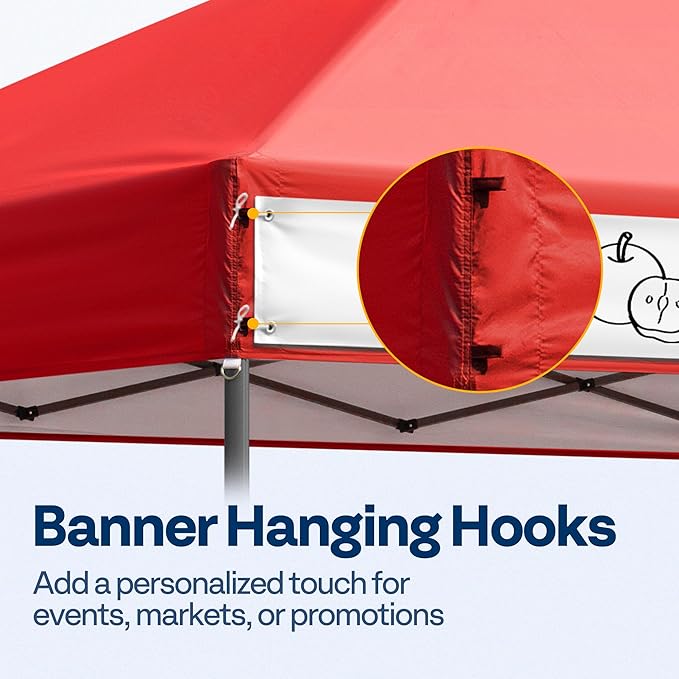 VIVOHOME 8x8ft Pop Up Canopy Tent One Push Setup Outdoor Portable Shelter Tent Heavy Duty with Wheel Carry Bag and 4 Sandbags, Red