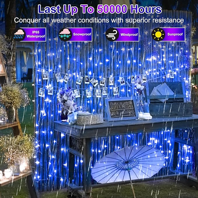 300LED 100FT Christmas String Lights, 8 Modes Fairy Lights Connectable, Indoor Outdoor LED String Lights with Timer & Memory for Christmas Tree Bedroom Yard Door Wedding Xmas Classroom Decor (Blue)