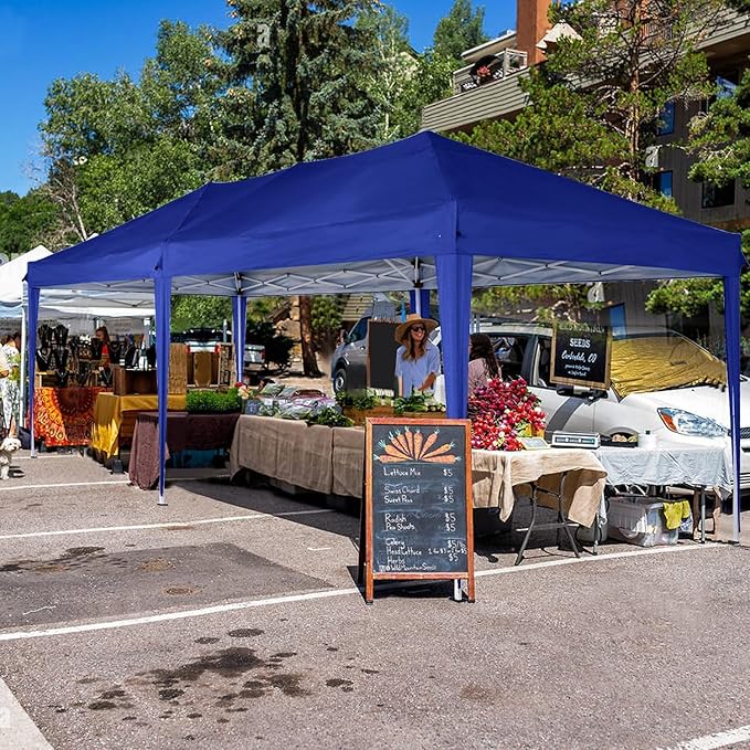 COBIZI 10x20 Pop Up Canopy Tent 10x20ft Waterproof Party Easy Up Canopy Tents for Parties Wedding Outdoor Commercial Event Gazebo Portable Instant Tent for Backyard Camping Carport, Navy Blue