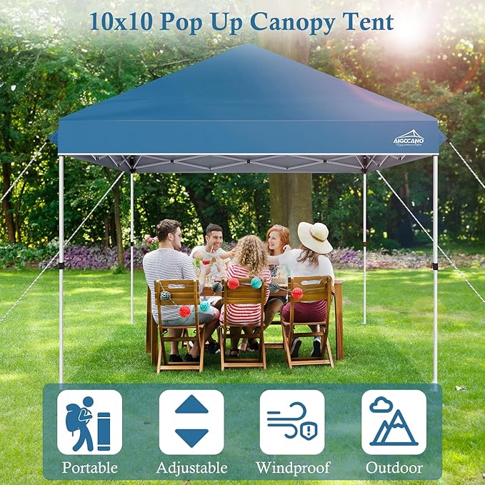 Pop up Canopy Tent,10x10 Instant Outdoor Canopy for Parties with Wheeled Bag(Sky Blue)