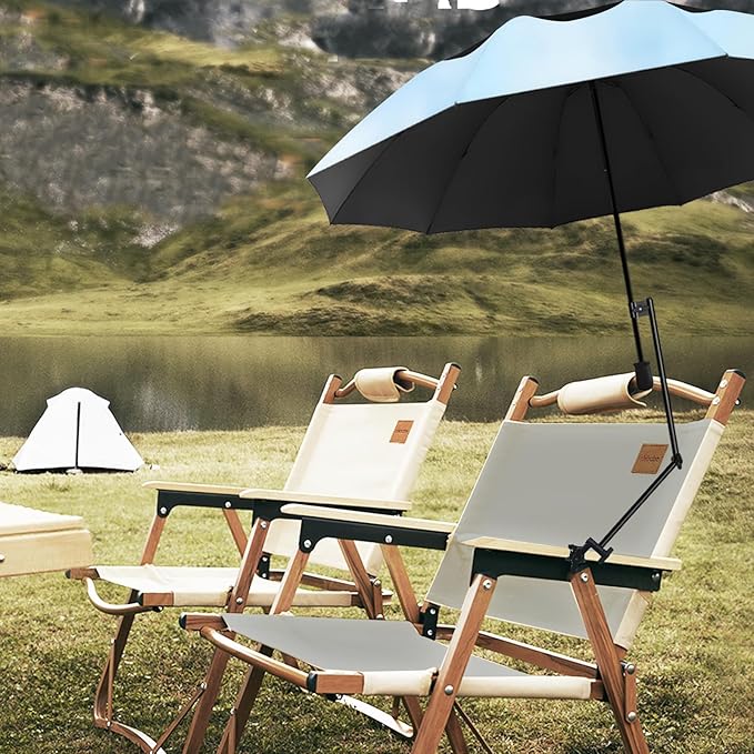 UPF 50+ Golf Umbrella with Adjustable Universal Clamp, Portable Umbrellas for Rain, Manual Open & Close, for Beach Chair, Golf Cart, Stroller, Bleacher, Patio