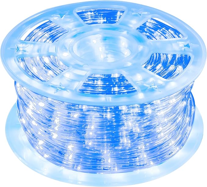 Waterproof LED Rope Lights, Connectable & Flexible with 8 Modes, Outdoor Lighting for Deck, Garden, Pool, Patio & Christmas Decor (Blue, 100ft)