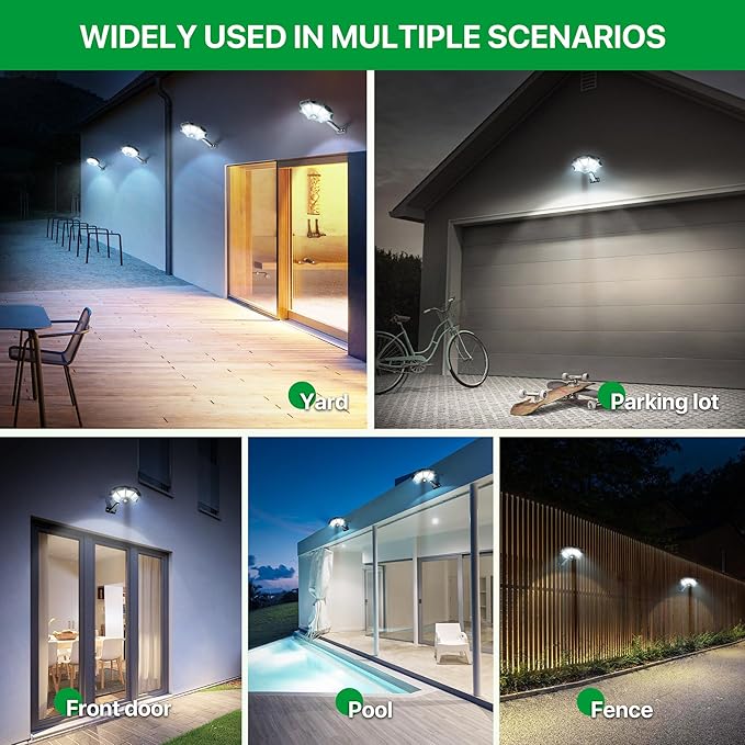 Kifflux Solar Lights Outdoor Waterproof, 8 Sides Solar Street Lights Outdoor Dusk to Dawn, 168LED Powered Flood Light with Motion Sensor, IP66 Waterproof Security Light for Outside Parking lot, 2 Pack