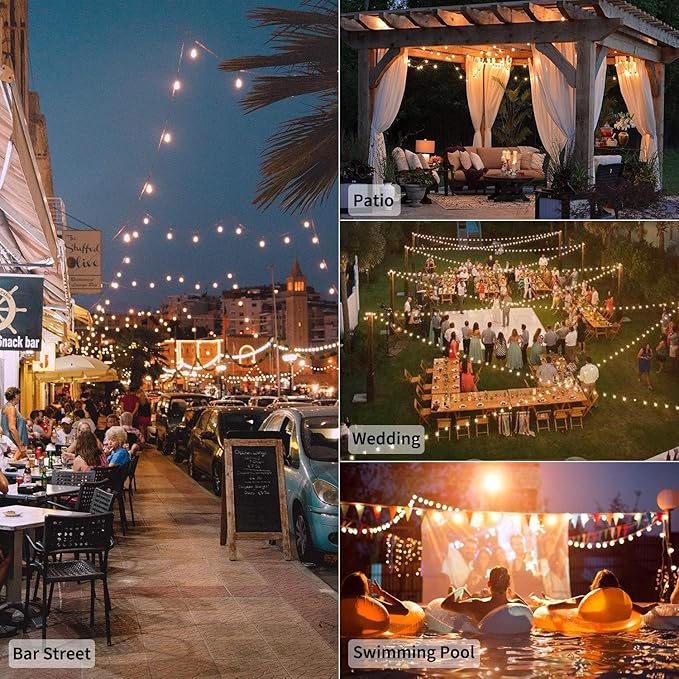 Brightown Led String Lights Outdoor 50Feet G40 Patio Lights with 52 Led Shatterproof Bulbs(2 Spare), Waterproof Led Globe Hanging Lights for Backyard Porch Bistro Balcony Decor, E12 Socket, 2200K