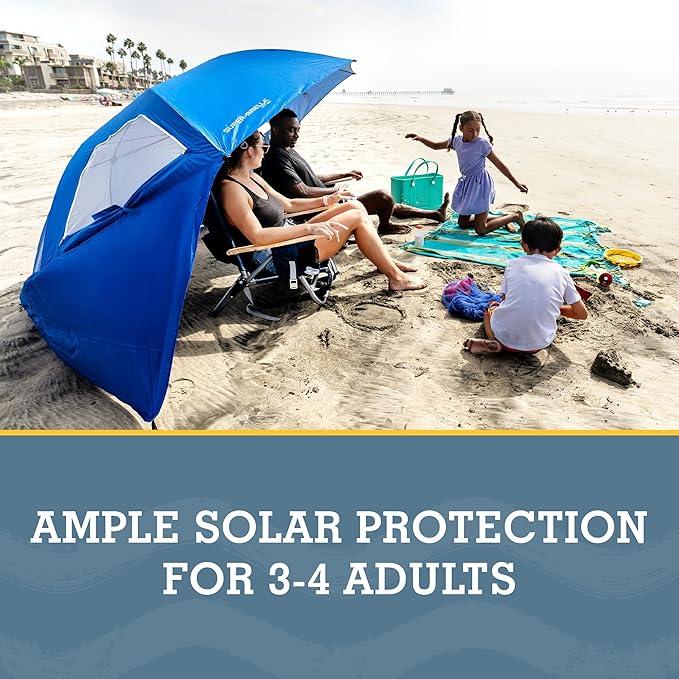 Sport-Brella Super-Brella SPF 50+ Sun and Rain Canopy Umbrella for Camping, Beach and Sports Events (8-Foot, Blue, 2-Pack)