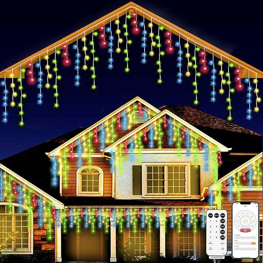 Christmas String Lights Outdoor - 131Ft/40M 1680 LED 8 Modes with Remote Control and App Waterproof Christmas Lights for Patio Yard Garden Wedding Party-Multicolor