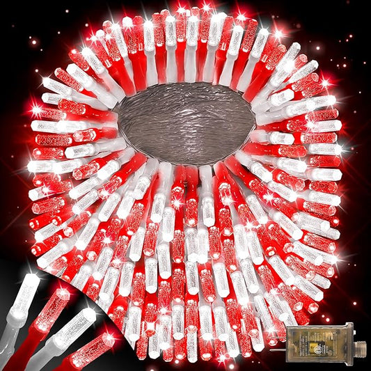 XURISEN Upgraded 561FT 1400 LED Christmas Lights Outdoor, Super Long String Lights 8 Modes & Memory Timer Plug in Fairy Lights for Home Xmas Tree Party Wedding Decor -Red and White