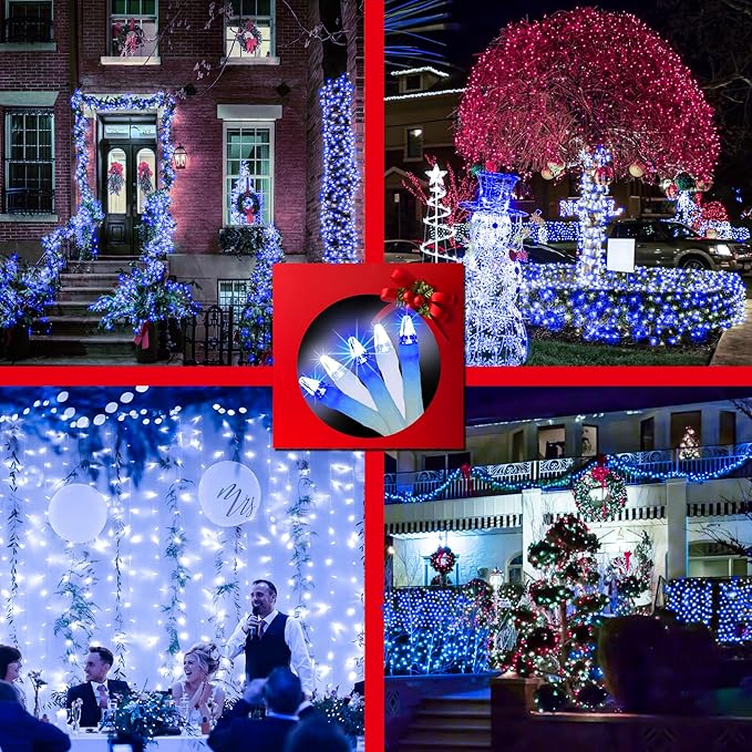 650 LED 246FT Christmas Lights Outdoor, 8 Lighting Modes Fairy String Lights, Waterproof Christmas Tree Lights with Timer & Momory for Xmas Tree Yard Party Home Garden Blue&Cool White