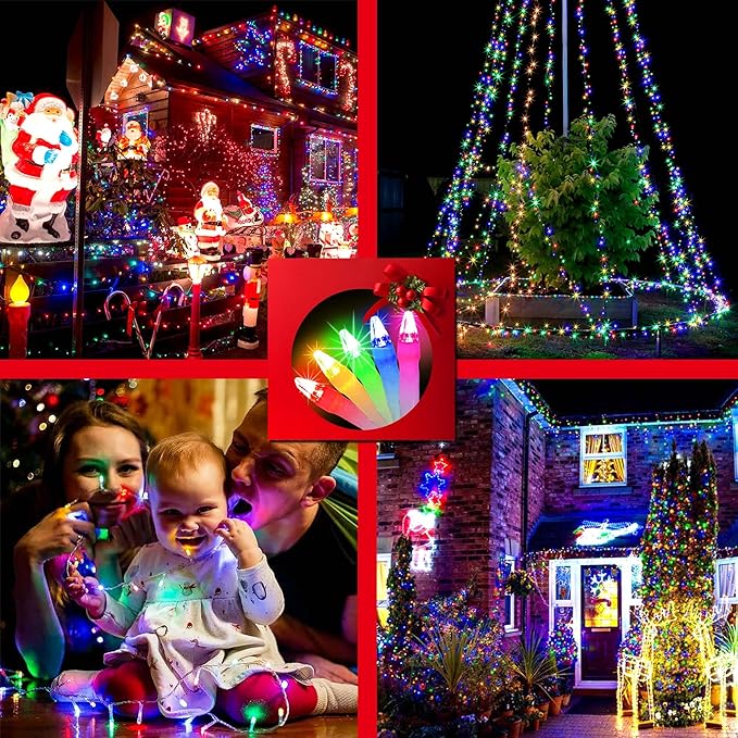 509FT Extra Long Christmas Lights, 1350 LED Christmas String Lights with 8 Modes & Timer Memory Function Waterproof Christmas Decorations for Xmas Yard Tree Party Home Garden Holiday Multicolor