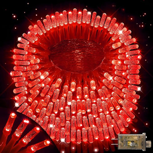 XURISEN Upgraded 403FT 1000 LED Christmas Lights Outdoor, Super Long String Lights 8 Modes & Memory Timer Plug in Fairy Lights for Home Xmas Tree Party Wedding Decor -Red