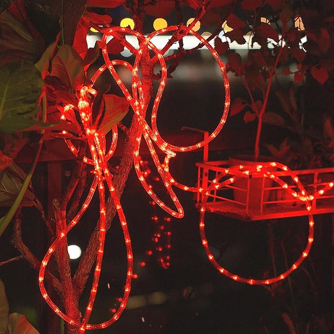 Waterproof LED Rope Lights, Connectable & Flexible with 8 Modes, Outdoor Lighting for Deck, Garden, Pool, Patio & Christmas Decor (RED, 50FT)