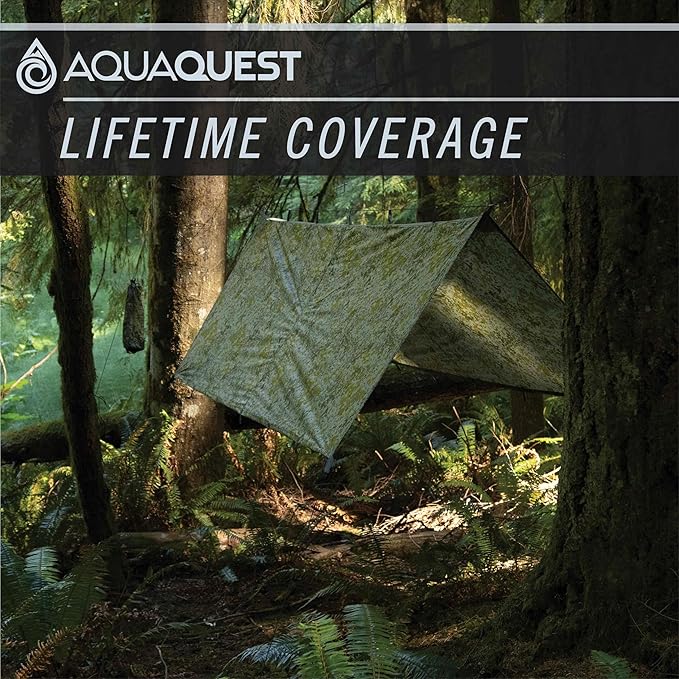 AquaQuest Defender Tarp – 100% Waterproof (20,000mm) Heavy-Duty Shelter for Camping, Bushcraft, Survival, Hammock, Basecamp, Hunting, Hiking & All-Season Use – 30 Options Available: 5 Sizes & 6 Colors