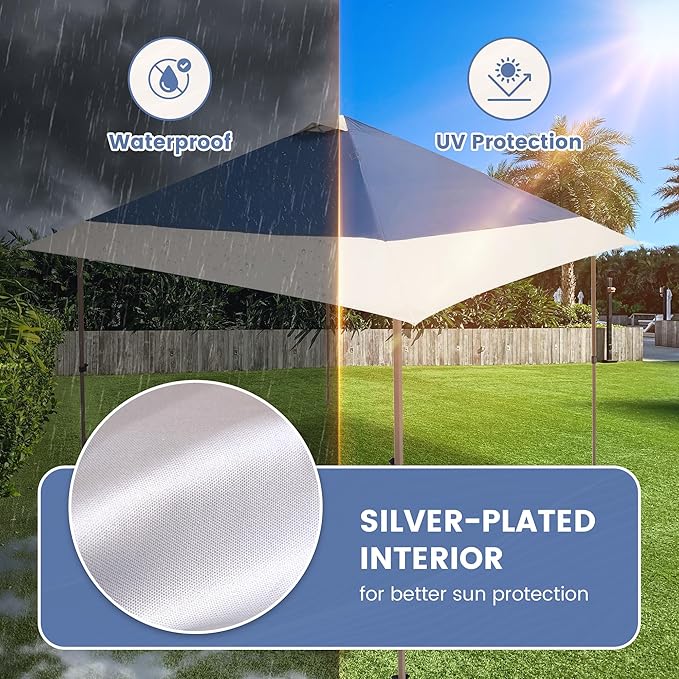 13x13 Canopy Replacement Top Cover with Air Vent Silver Coated Only Fit for Suntime Outdoor Instant Easy Pop Up Canopy (Replacement Top Only)