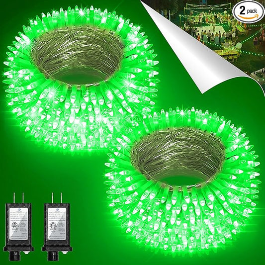 2 Pack Total 200FT 600 LED Christmas String Lights, Fairy Tree Lights Indoor Outdoor Connectable, 8 Modes & Timer LED String Lights for Bedroom, Home, Tree, Yard, Door, Wedding, Xmas Decore(Green)