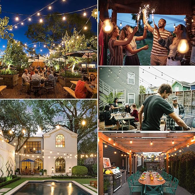 Lightdot LED Outdoor String Lights 96FT Patio Lights with 60 Shatterproof S14 Vintage Edison Bulbs, Outside Hanging Light Waterproof for Porch, Deck, Garden, Backyard, Balcony, Dimmable- ETL Listed
