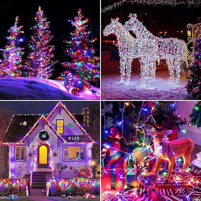 328 FT 1000 LED Christmas Lights Outdoor, 8 Lighting Modes String Lights with Remote, Christmas Light for Outside Wedding Party Classroom Holiday Decor(Multicolor)