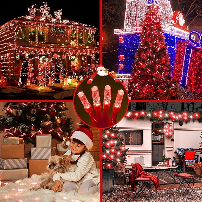 XURISEN Upgraded 561FT 1400 LED Christmas Lights Outdoor, Super Long String Lights 8 Modes & Memory Timer Plug in Fairy Lights for Home Xmas Tree Party Wedding Decor -Red