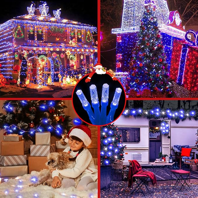 XURISEN Upgraded 403FT 1000 LED Christmas Lights Outdoor, Super Long String Lights 8 Modes & Memory Timer Plug in Fairy Lights for Home Xmas Tree Party Wedding Decor -Blue