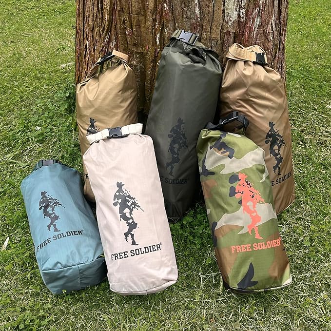 FREE SOLDIER Camping Tarp Waterproof Portable Multifunctional Outdoor Camping Traveling Awning Backpacking Shelter Rain Tarp (Dark Green 13×13ft)