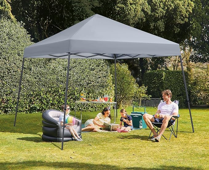 MASTERCANOPY Portable Pop Up Canopy Tent with Large Base (10x10,Light Gray)