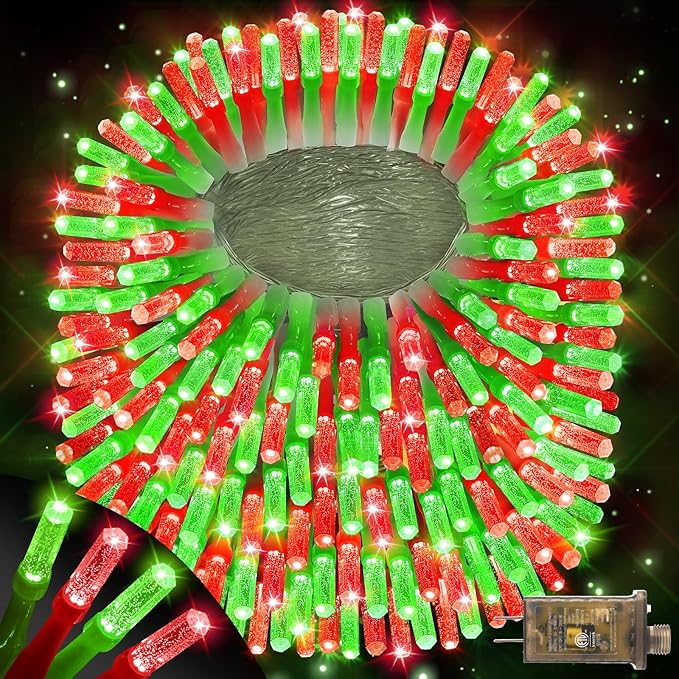 XURISEN Upgraded 561FT 1400 LED Christmas Lights Outdoor, Super Long String Lights 8 Modes & Memory Timer Plug in Fairy Lights for Home Xmas Tree Party Wedding Decor -Red and Green