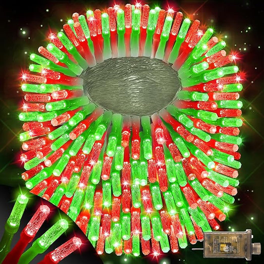 XURISEN Upgraded 561FT 1400 LED Christmas Lights Outdoor, Super Long String Lights 8 Modes & Memory Timer Plug in Fairy Lights for Home Xmas Tree Party Wedding Decor -Red and Green