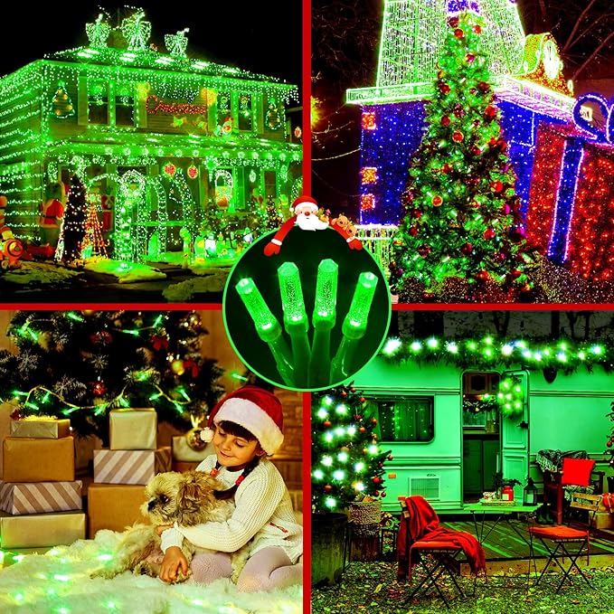 XURISEN Upgraded 403FT 1000 LED Christmas Lights Outdoor, Super Long String Lights 8 Modes & Memory Timer Plug in Fairy Lights for Home Xmas Tree Party Wedding Decor -Green