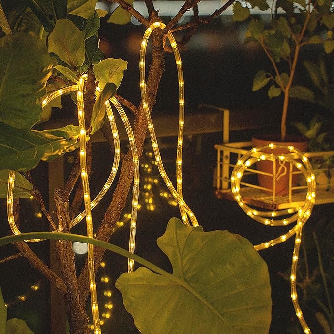 Waterproof LED Rope Lights, Connectable & Flexible with 8 Modes, Outdoor Lighting for Deck, Garden, Pool, Patio & Christmas Decor (Warm White, 20ft)