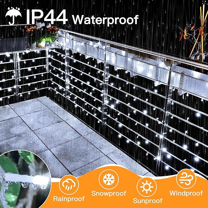 1000 LED 328 FT Christmas Light Outdoor, 8 Lighting Modes White String Lights with Remote, Christmas Lights for Outside Classroom Wedding Party Decor