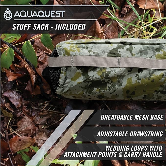 AquaQuest Defender Tarp – 100% Waterproof (20,000mm) Heavy-Duty Shelter for Camping, Bushcraft, Survival, Hammock, Basecamp, Hunting, Hiking & All-Season Use – 30 Options Available: 5 Sizes & 6 Colors