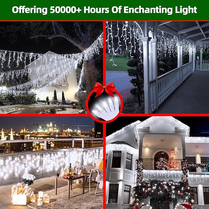 1620 LED Christmas Lights with 360 Drops,164ft 8 Modes Fairy Hanging String Lights with Time Waterproof, Plug-in Hanging String Lights for Holiday Wedding Party Christmas Decor (Cool White)