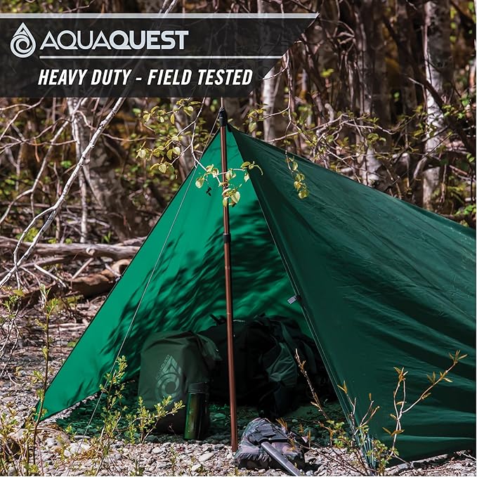 AquaQuest Defender Tarp – 100% Waterproof (20,000mm) Heavy-Duty Shelter for Camping, Bushcraft, Survival, Hammock, Basecamp, Hunting, Hiking & All-Season Use – 30 Options Available: 5 Sizes & 6 Colors