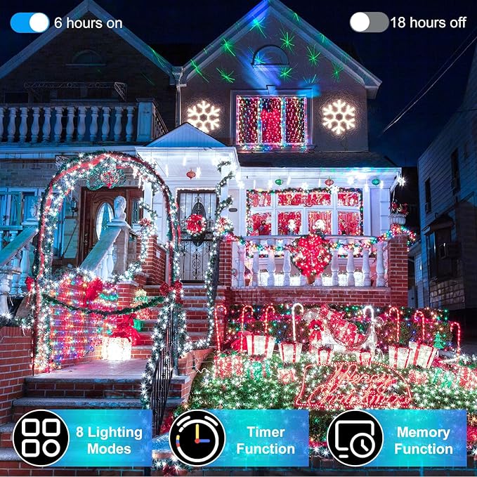 750 LED 256FT Christmas String Lights Outdoor, Christmas Light with 8 Lighting Modes& Timer & Memory, Plug in Outdoor Waterproof Clear Wire Twinkle Light for for Xmas Yard Tree Party Decor Cool White