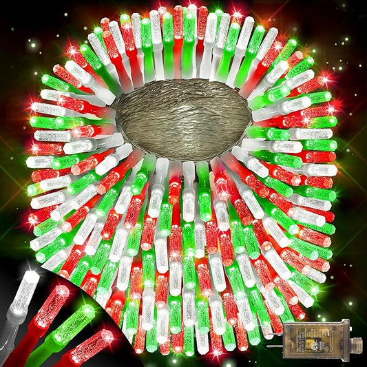 XURISEN Upgraded 561FT 1400 LED Christmas Lights Outdoor, Super Long String Lights 8 Modes & Memory Timer Plug in Fairy Lights for Home Xmas Tree Party Wedding Decor -Red and Green and White
