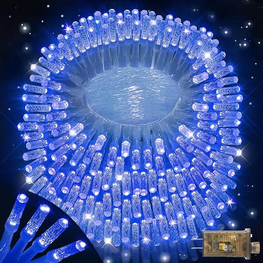 XURISEN Upgraded 403FT 1000 LED Christmas Lights Outdoor, Super Long String Lights 8 Modes & Memory Timer Plug in Fairy Lights for Home Xmas Tree Party Wedding Decor -Blue