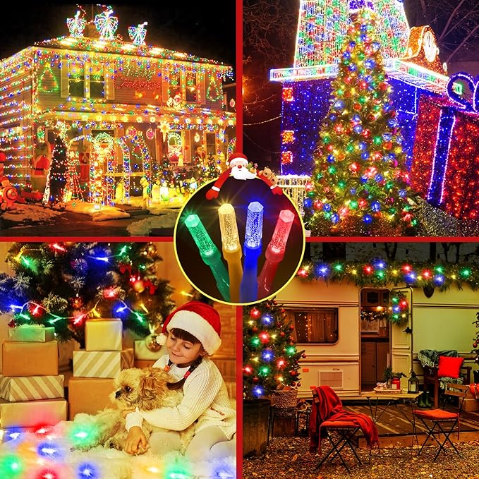 XURISEN Upgraded 561FT 1400 LED Christmas Lights Outdoor, Super Long String Lights 8 Modes & Memory Timer Plug in Fairy Lights for Home Xmas Tree Party Wedding Decor -Multicolor